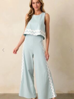 Prosperina KAYLA ANCIENT WATERS AQUA COTTON Jumpsuit M NWT Women's MSRP $188
